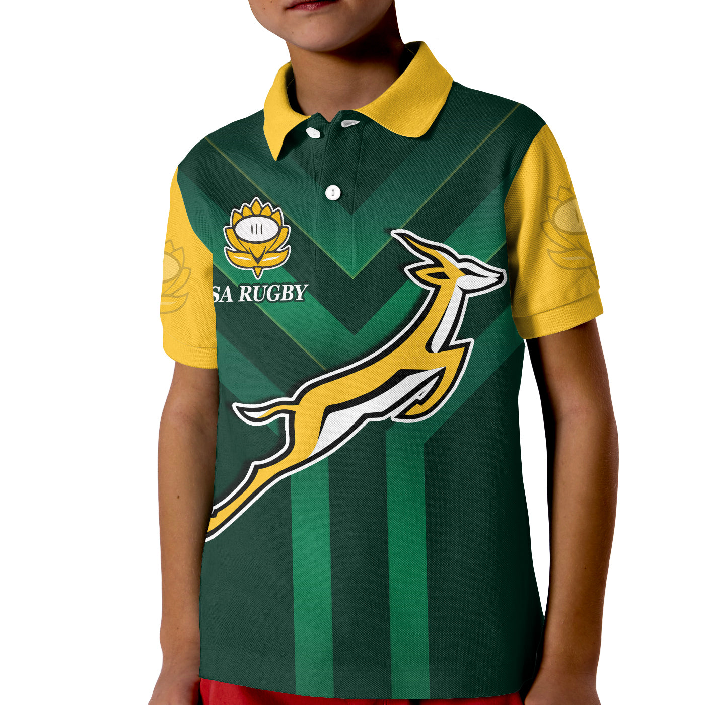 South Africa Rugby Polo Shirt Springboks King Protea Go Bokke LT13