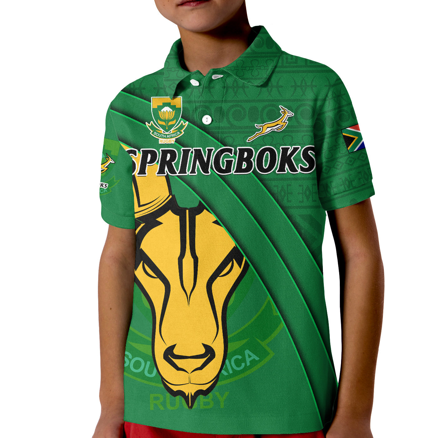 South Africa Rugby Polo Shirt Bokke Springbok With African Pattern Stronger Together LT14