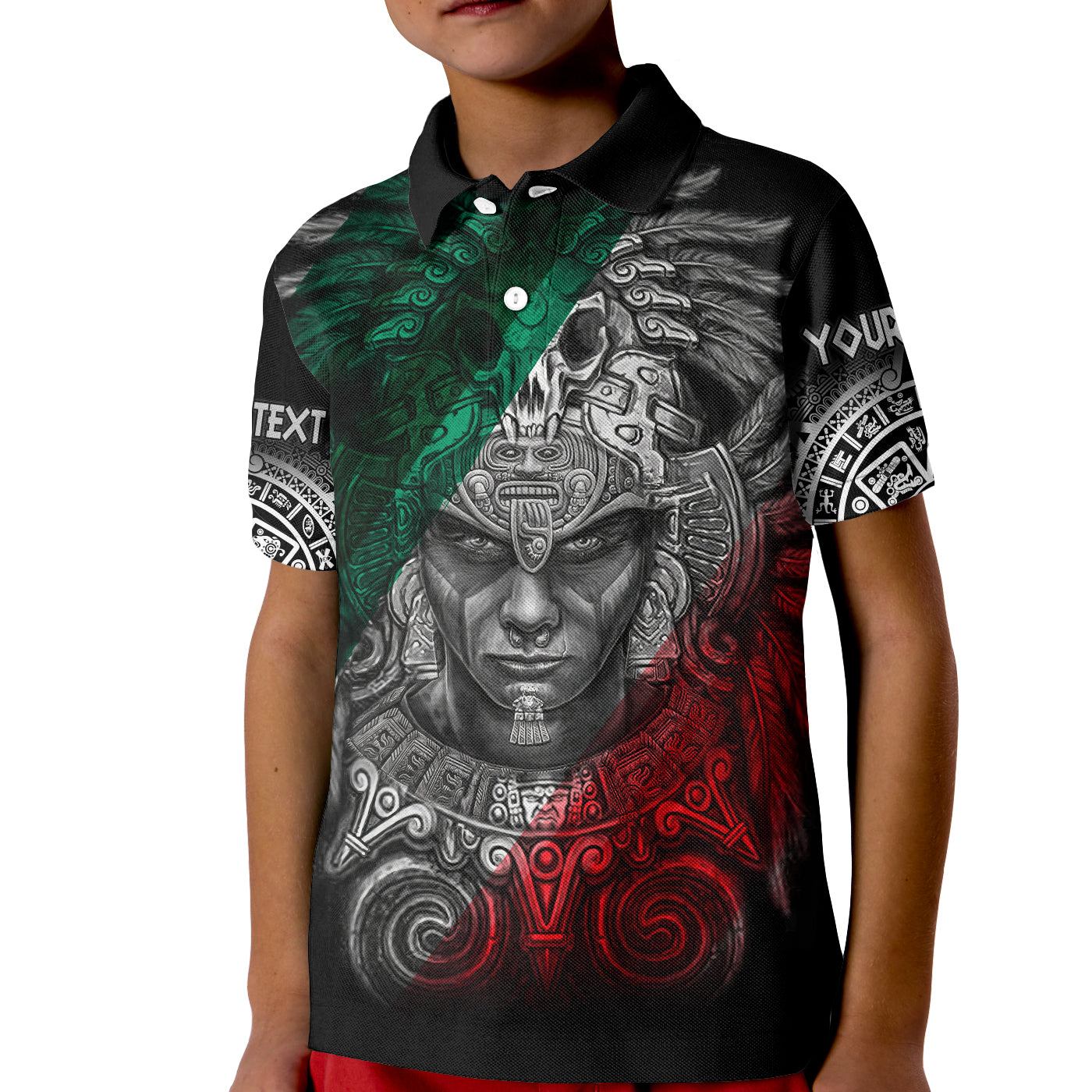 Custom Mexico Polo Shirt Warrior Eagle Aztec LT13