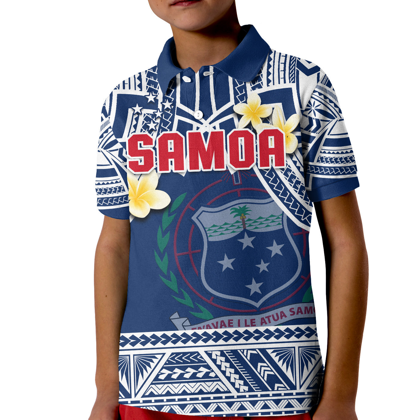 Custom Samoa Polo Shirt Samoan Plumeria Flowers Mix Polynesian Pattern LT14