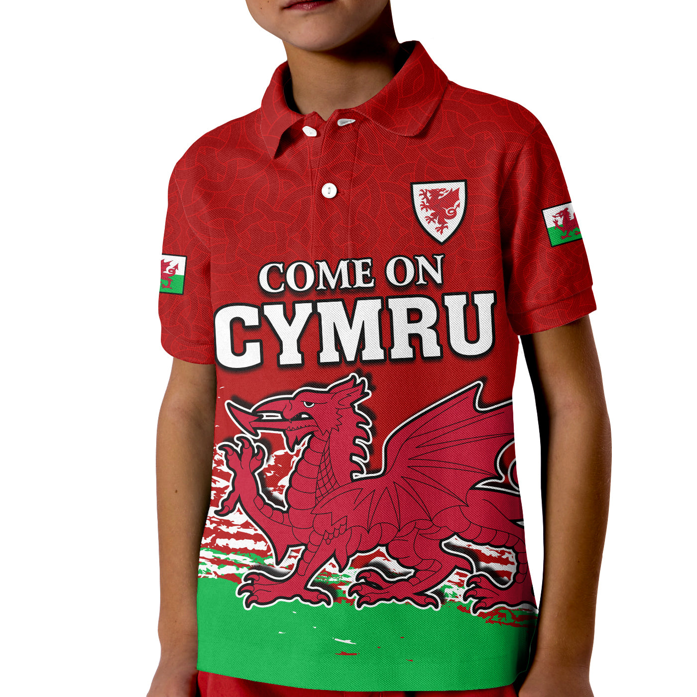 Wales Polo Shirt Football 2022 Come On CYMRU The Red Wall LT13