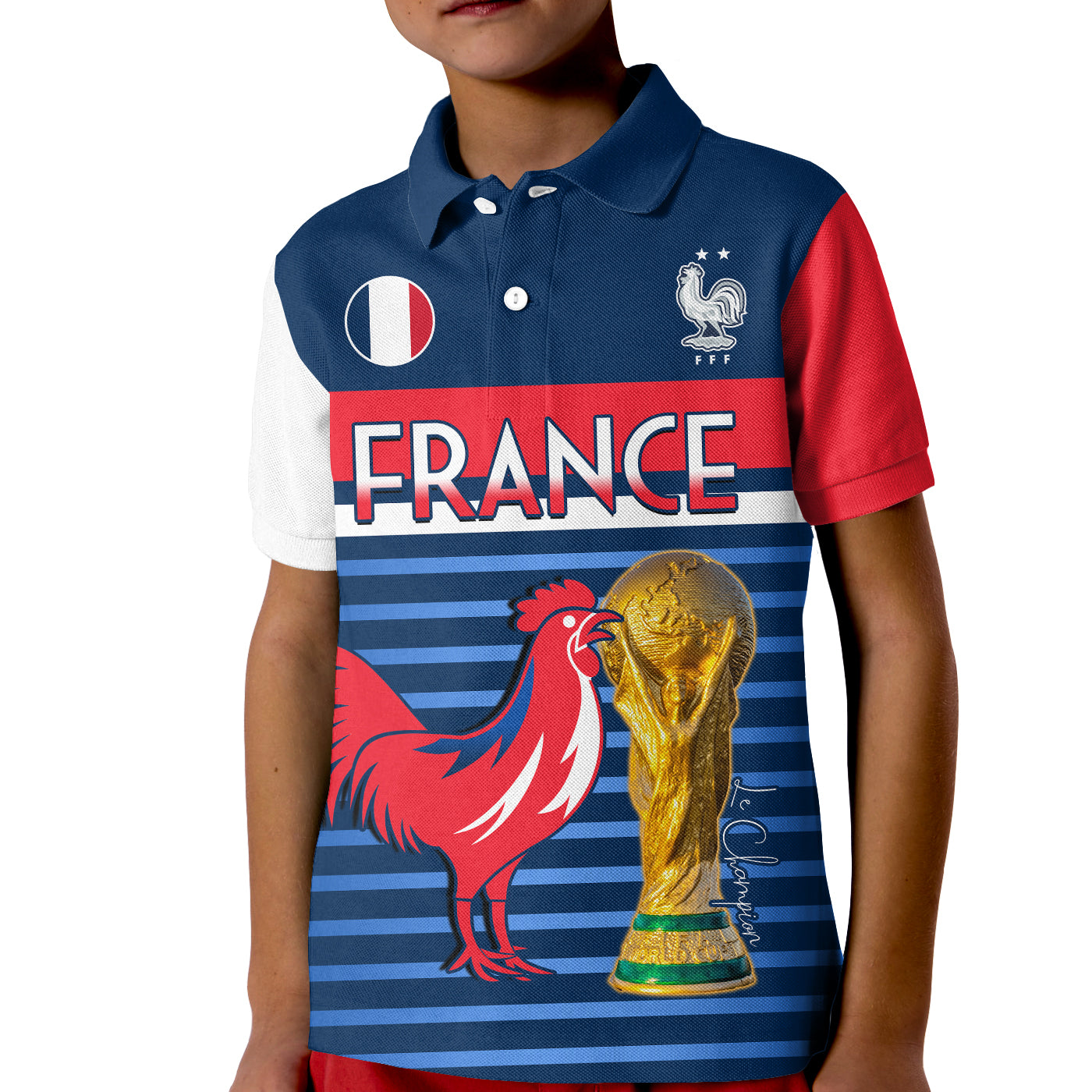 (Custom Text and Number) France Football The Blues Polo Shirt Les Bleus Le Champion 2022 World Cup LT13
