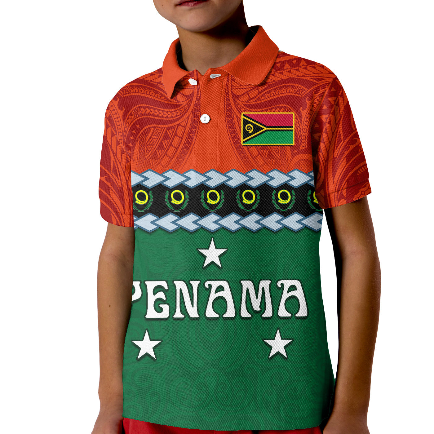 Custom Penama Province Polo Shirt Vanuatu Pig Tusk Polynesian Flag Style LT14