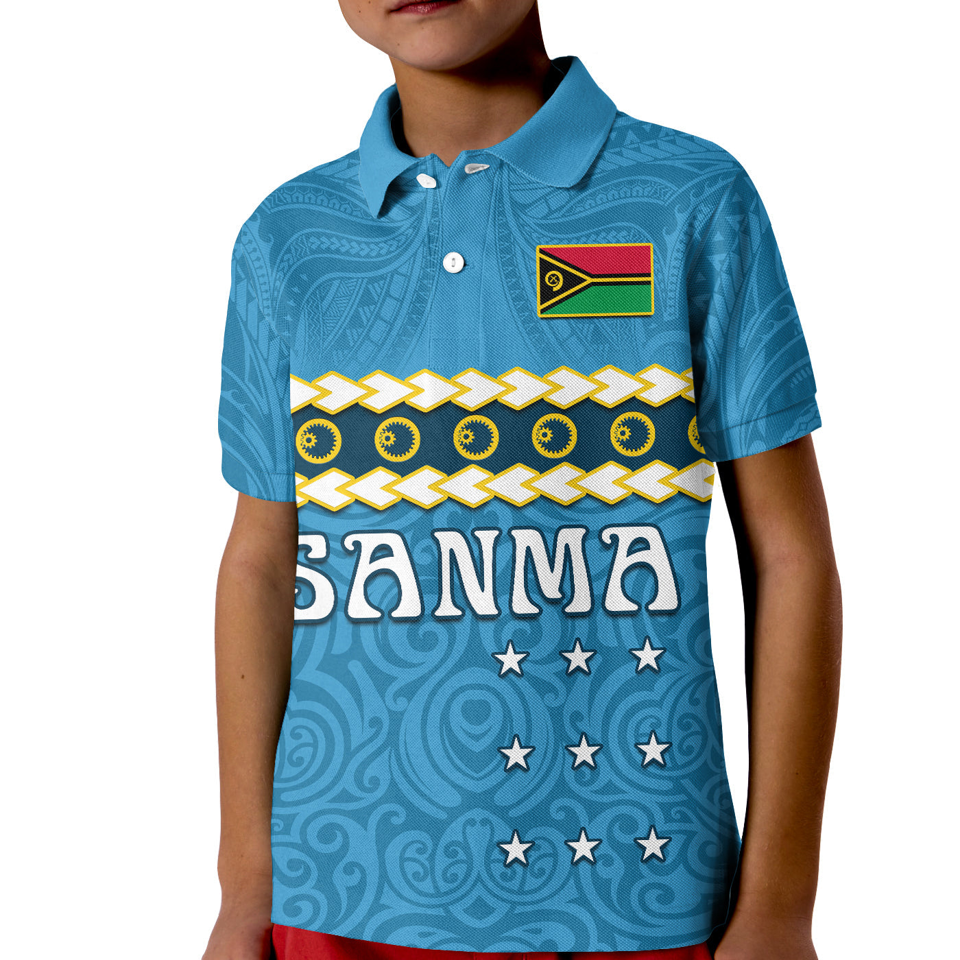 Custom Sanma Province Polo Shirt Vanuatu Pig Tusk Polynesian Flag Style LT14