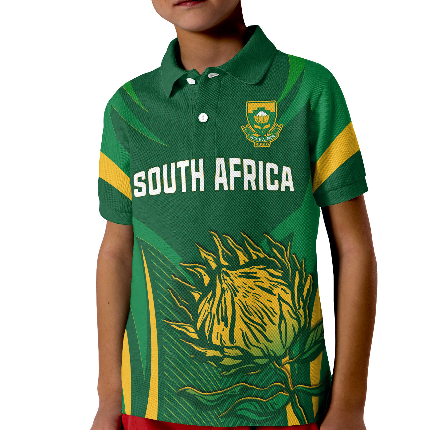 (Custom Text and Number) South Africa Rugby Polo Shirt Springboks Champion LT13