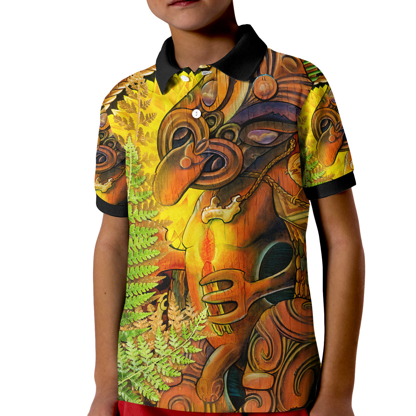 Custom Hei Tiki Maori Polo Shirt Fern Aotearoa Ta Moko Sun LT13