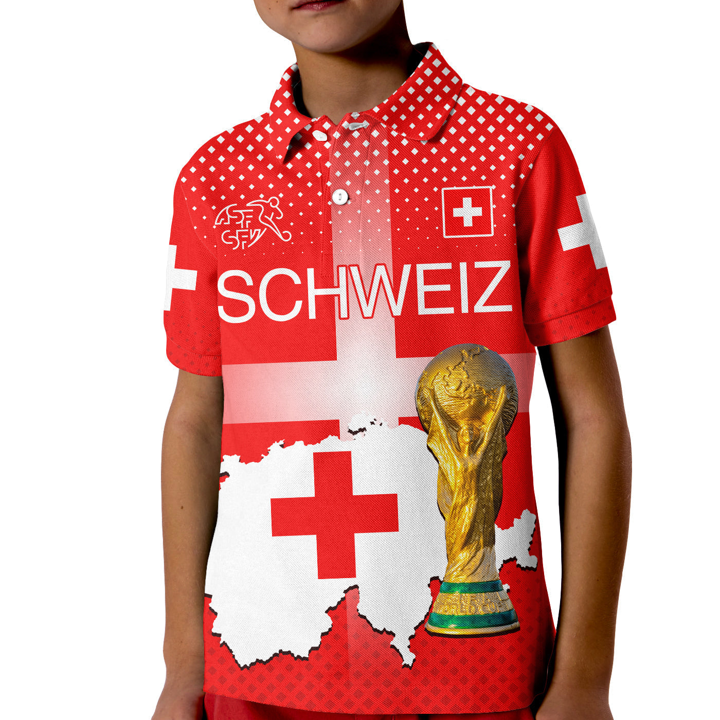 (Custom Text and Number) Switzerland Football Polo Shirt Schweizer Pati Champion 2022 World Cup LT13