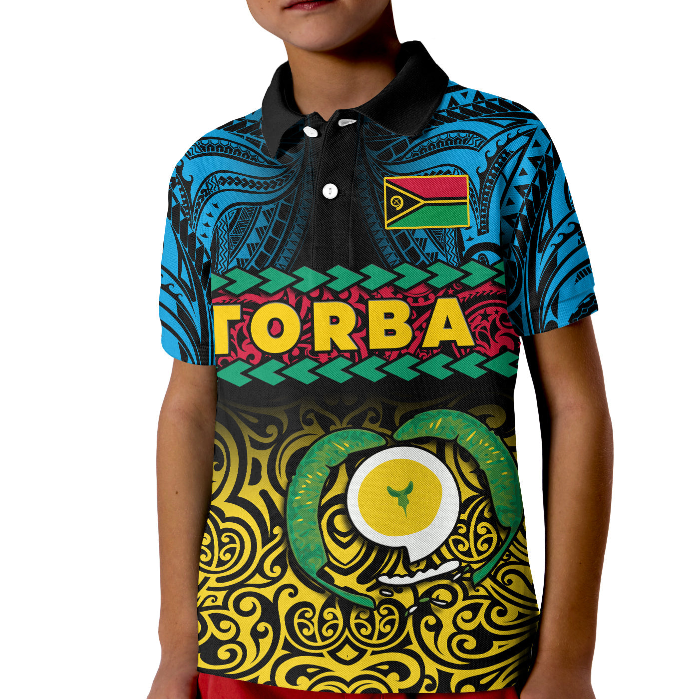 Custom Torba Province Polo Shirt Vanuatu Pig Tusk Polynesian Flag Style LT14