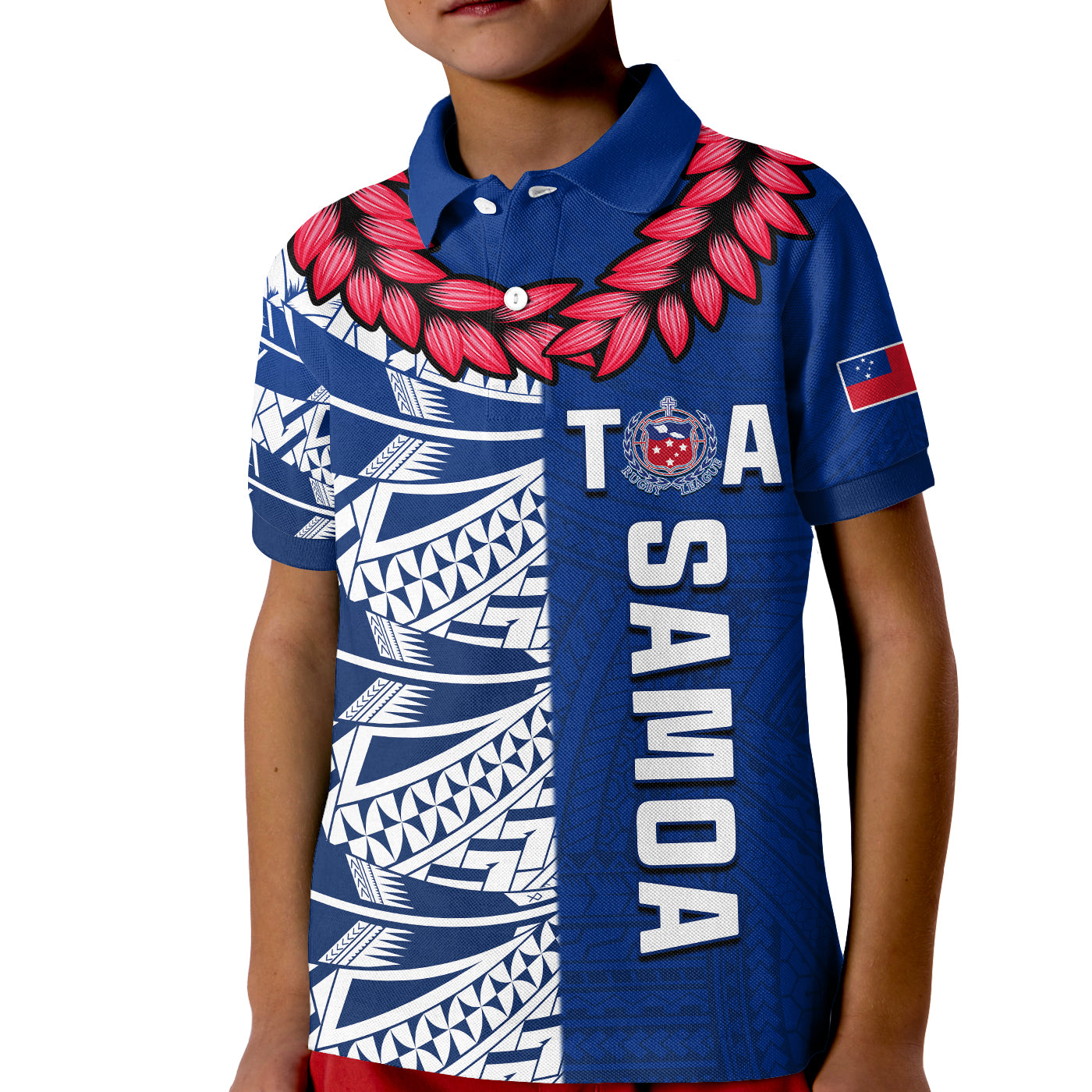 (Custom Personalise Text and Number) Toa Samoa Rugby Polo Shirt Siamupini Ula Fala Blue LT13