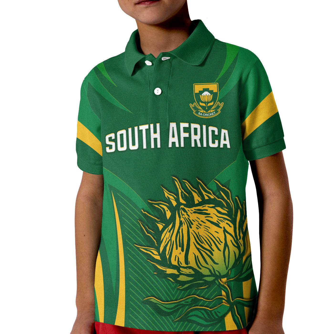 (Custom Text and Number) South Africa Cricket Polo Shirt Proteas Champion LT13