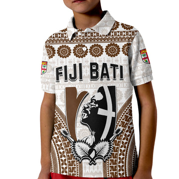 Custom Fiji Rugby Bati Polo Shirt KID Proud Tapa Pattern LT13