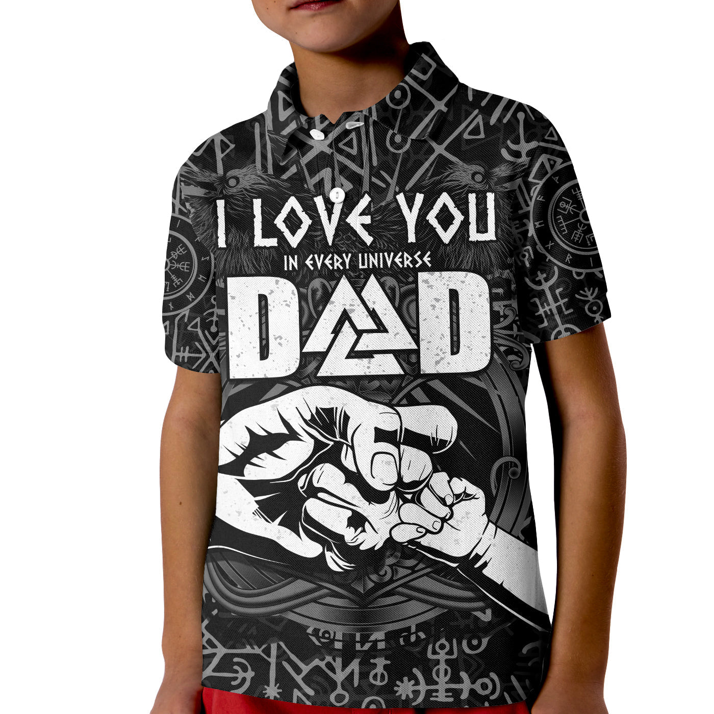 Viking Dad Polo Shirt Happy Fathers Day Style Runes and Mjolnir LT13
