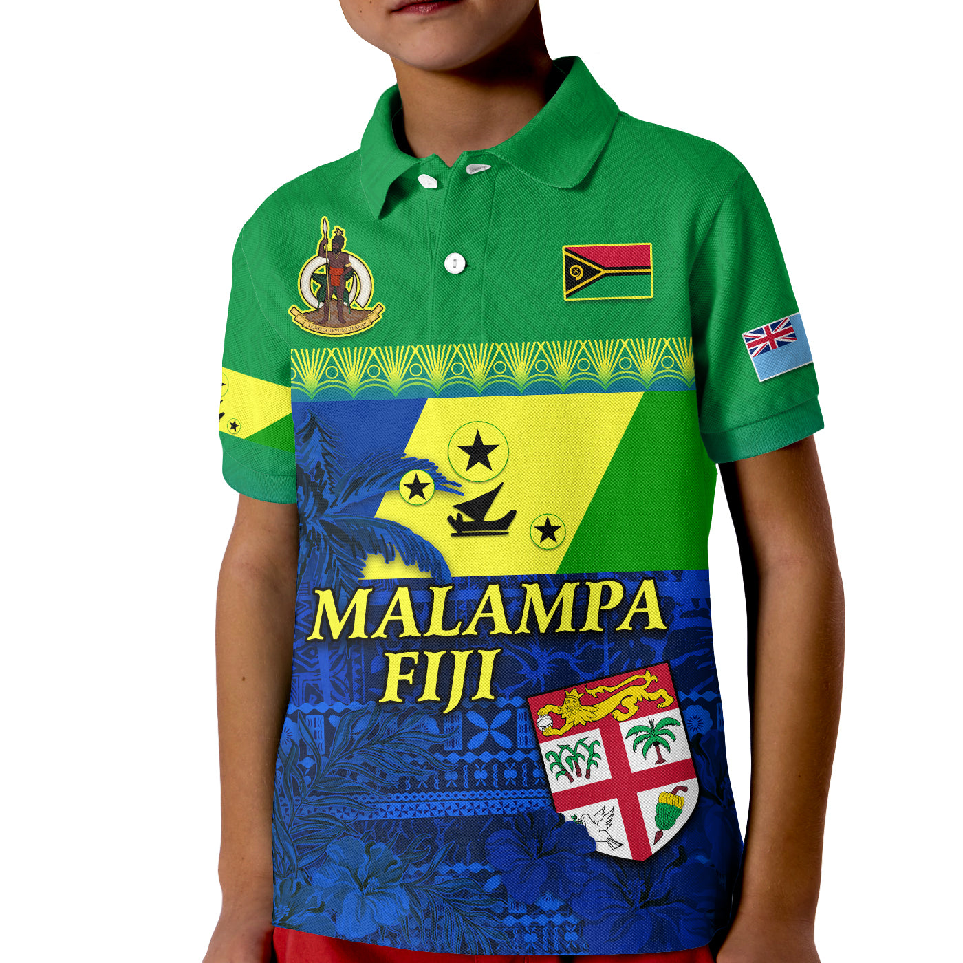 Custom Malampa Fiji Day Polo Shirt Vanuatu Polynesia mix Flowers LT13