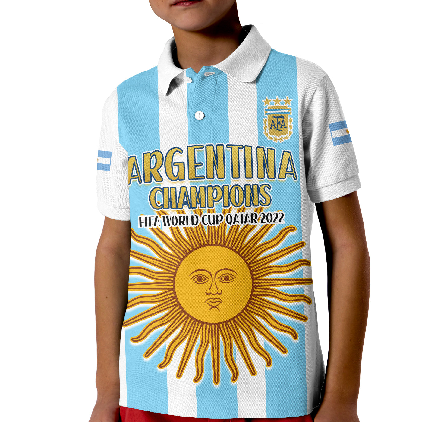 (Custom Text and Number) Argentina Football Polo Shirt FIFA 2022 World Cup Champions LT13