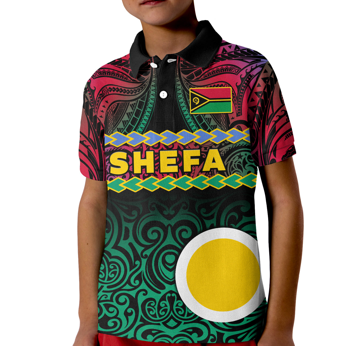 Custom Shefa Province Polo Shirt Vanuatu Pig Tusk Polynesian Flag Style LT14