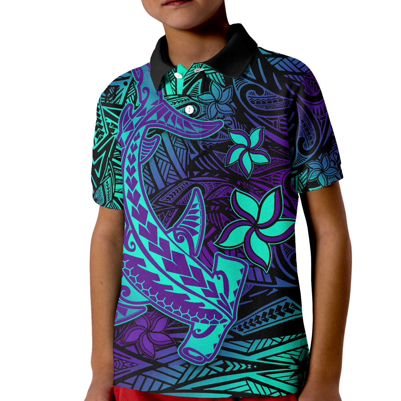 Custom Polynesian Polo Shirt Purple Paradise Hawaiian Tribal Hammerhead Shark LT14