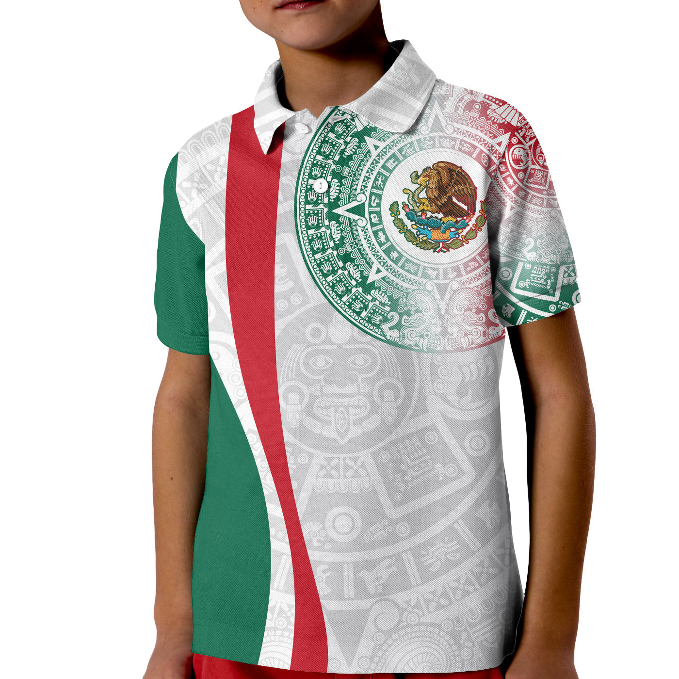 Custom Mexico Polo Shirt Mexican Eagles Aztec Pattern LT13