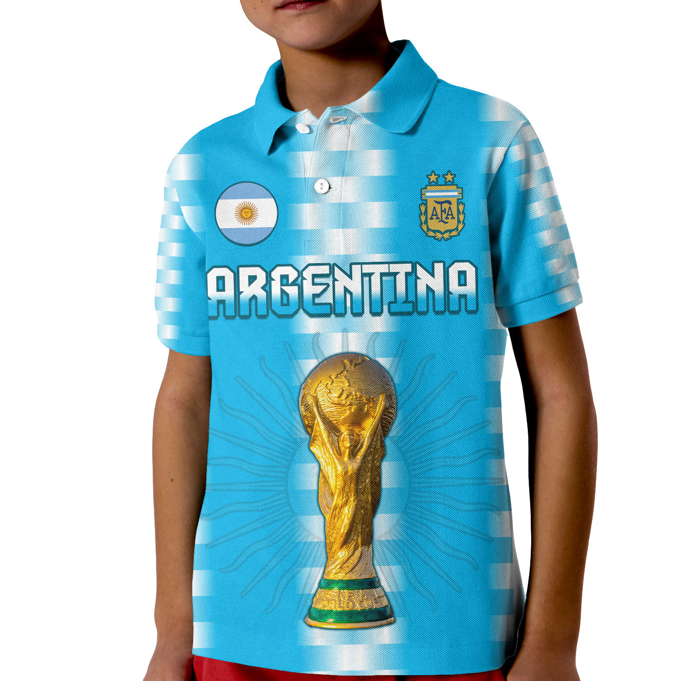 (Custom Text and Number) Argentina Football Champions Polo Shirt La Albiceleste GOAT LT13