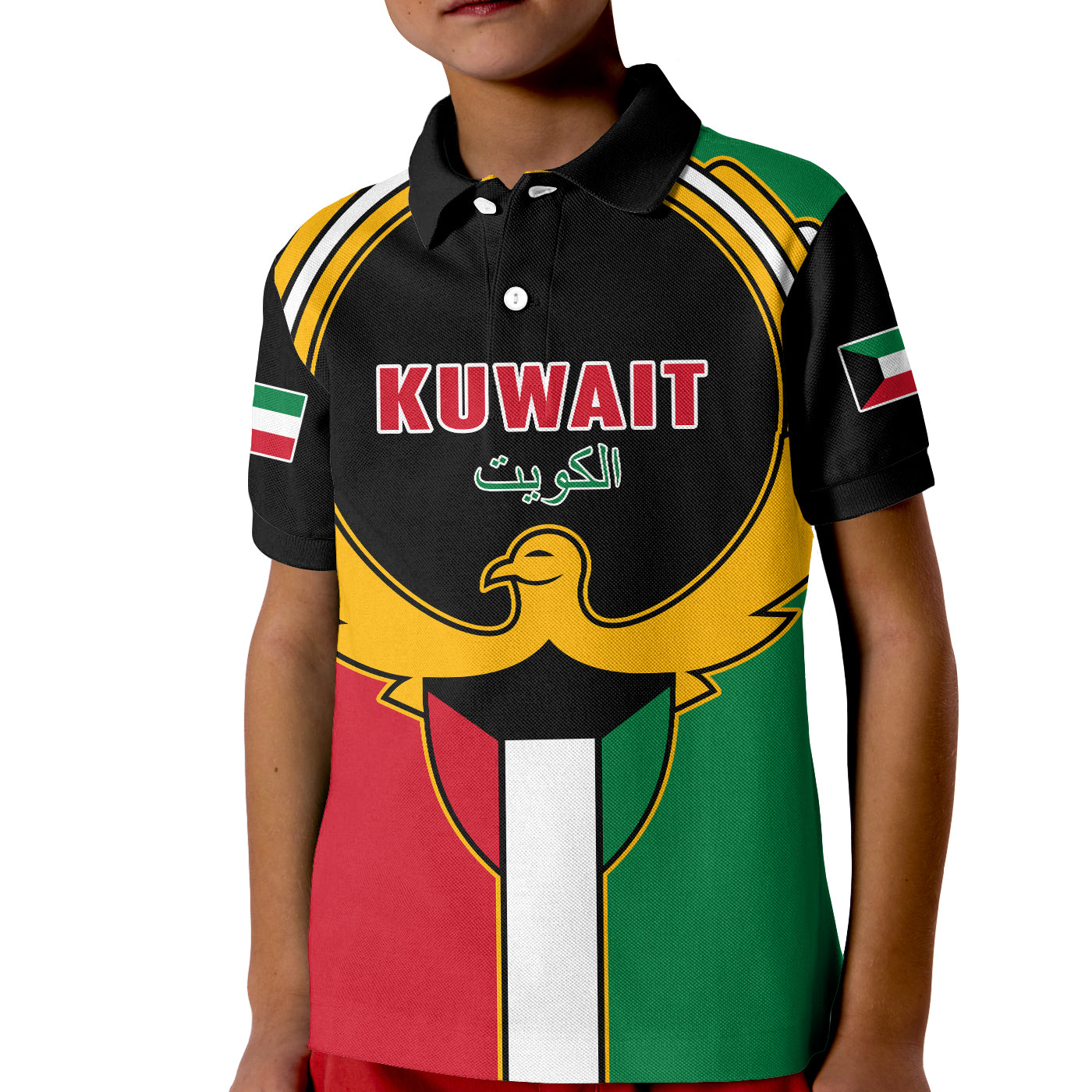 Custom Kuwait Polo Shirt Happy Independence Day With Coat Of Arms LT14