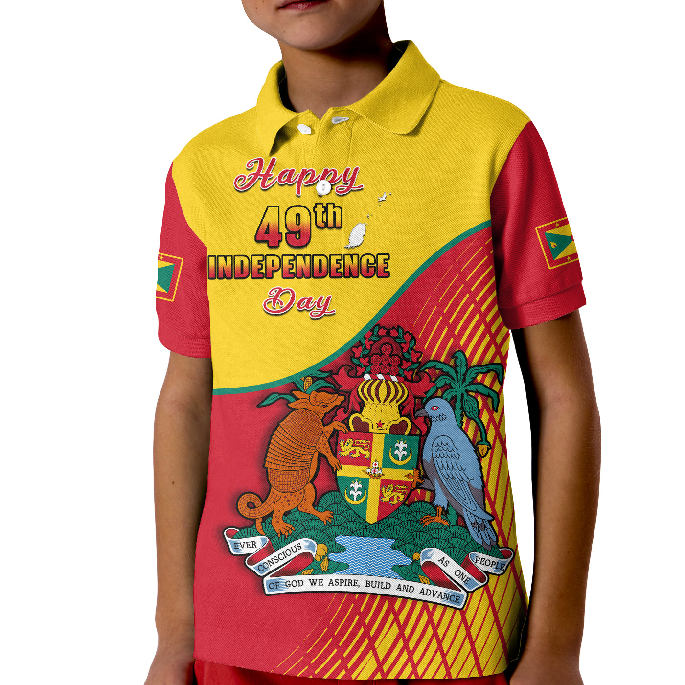 Grenada Polo Shirt Coat Of Arms Happy 49th Independence Day LT14