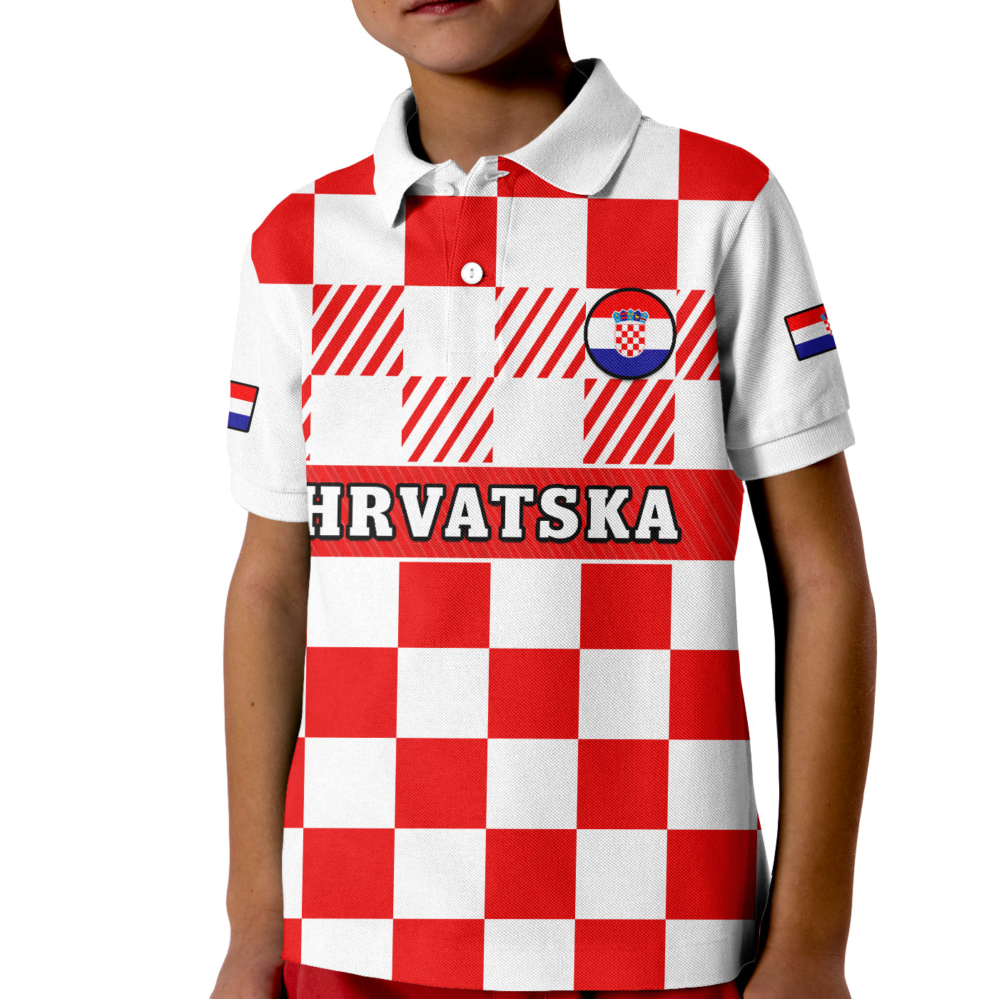 (Custom Text And Number) Croatia Football Polo Shirt Hrvatska Checkerboard Red Version LT14