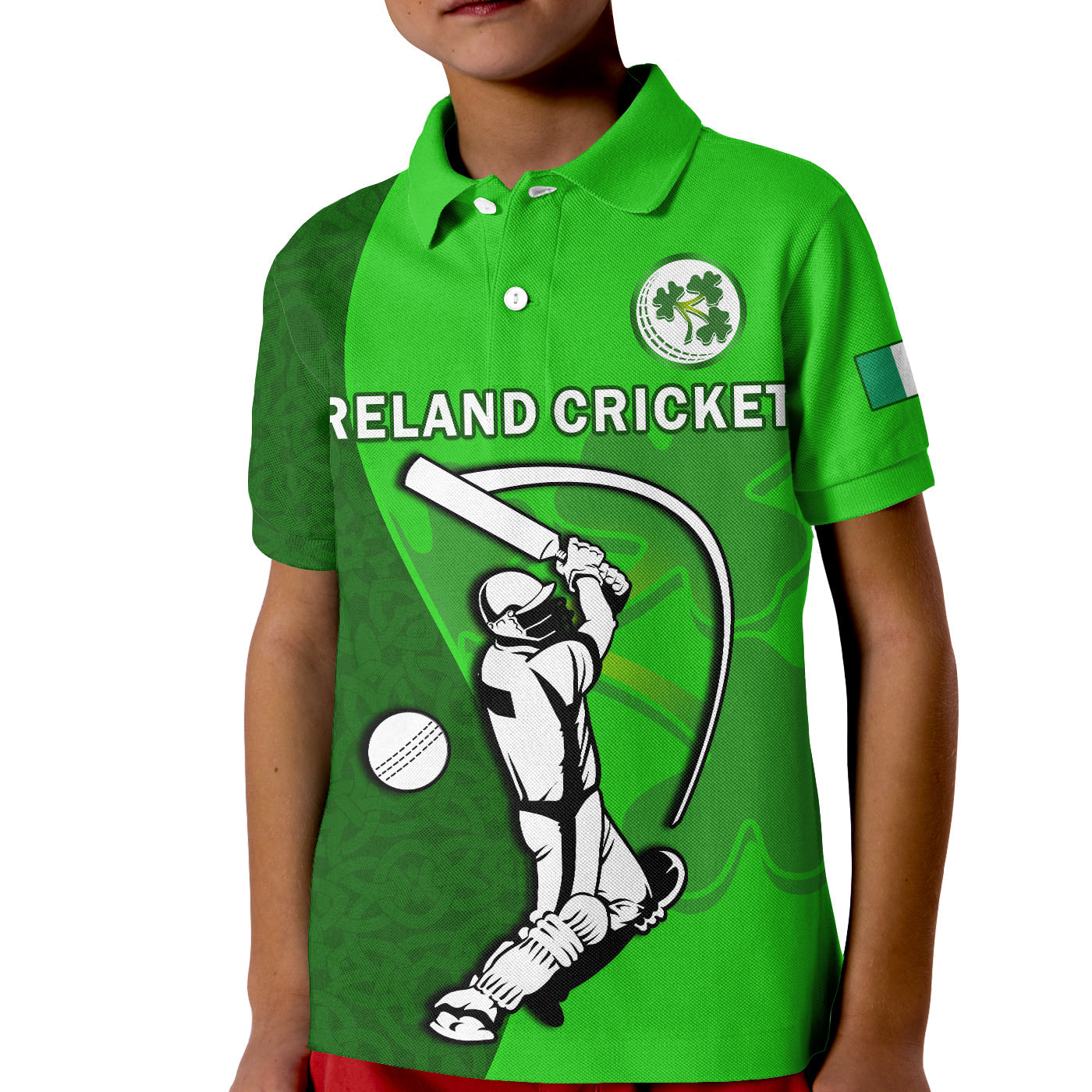 (Custom Text And Number) Ireland Cricket Polo Shirt Irish Flag Celtic Cross Sporty Style LT14