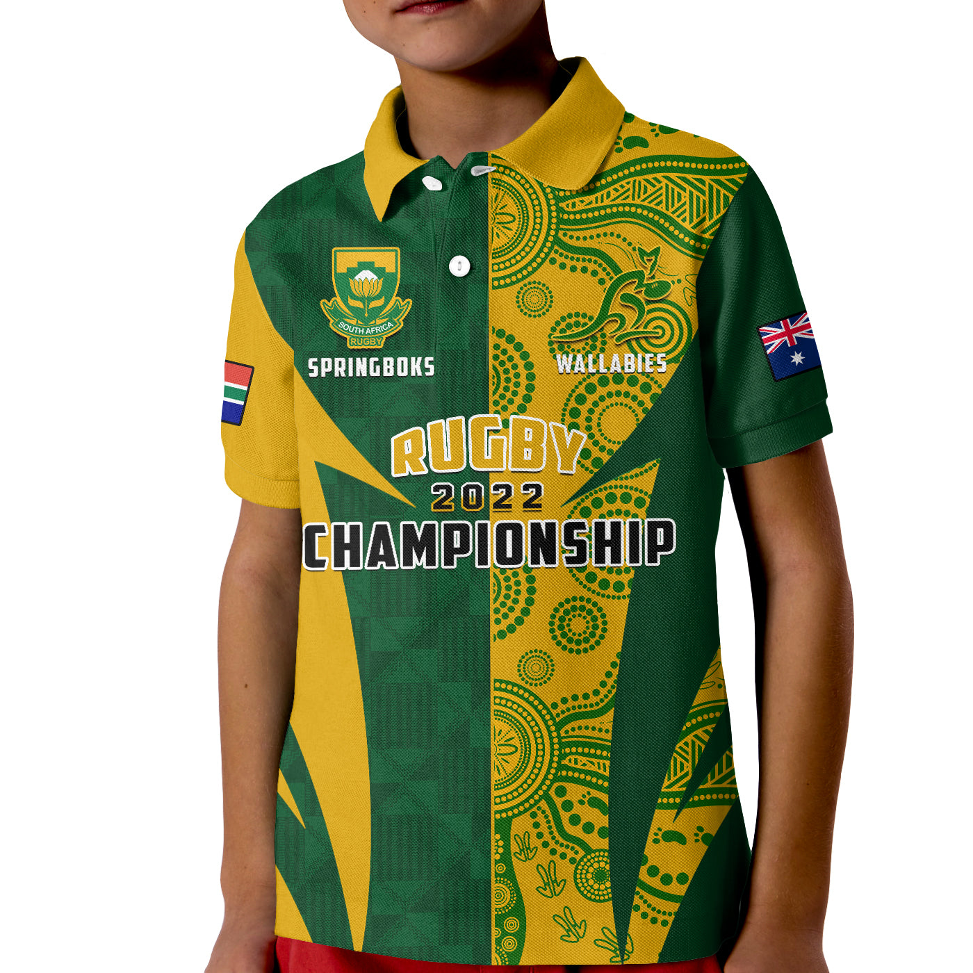 Australia Rugby and South Africa Rugby Polo Shirt Wallabies Mix Springboks Sporty LT14