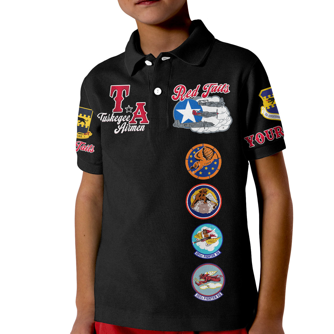 Custom Tuskegee Airmen Polo Shirt Red Tail Angels American Heros LT14
