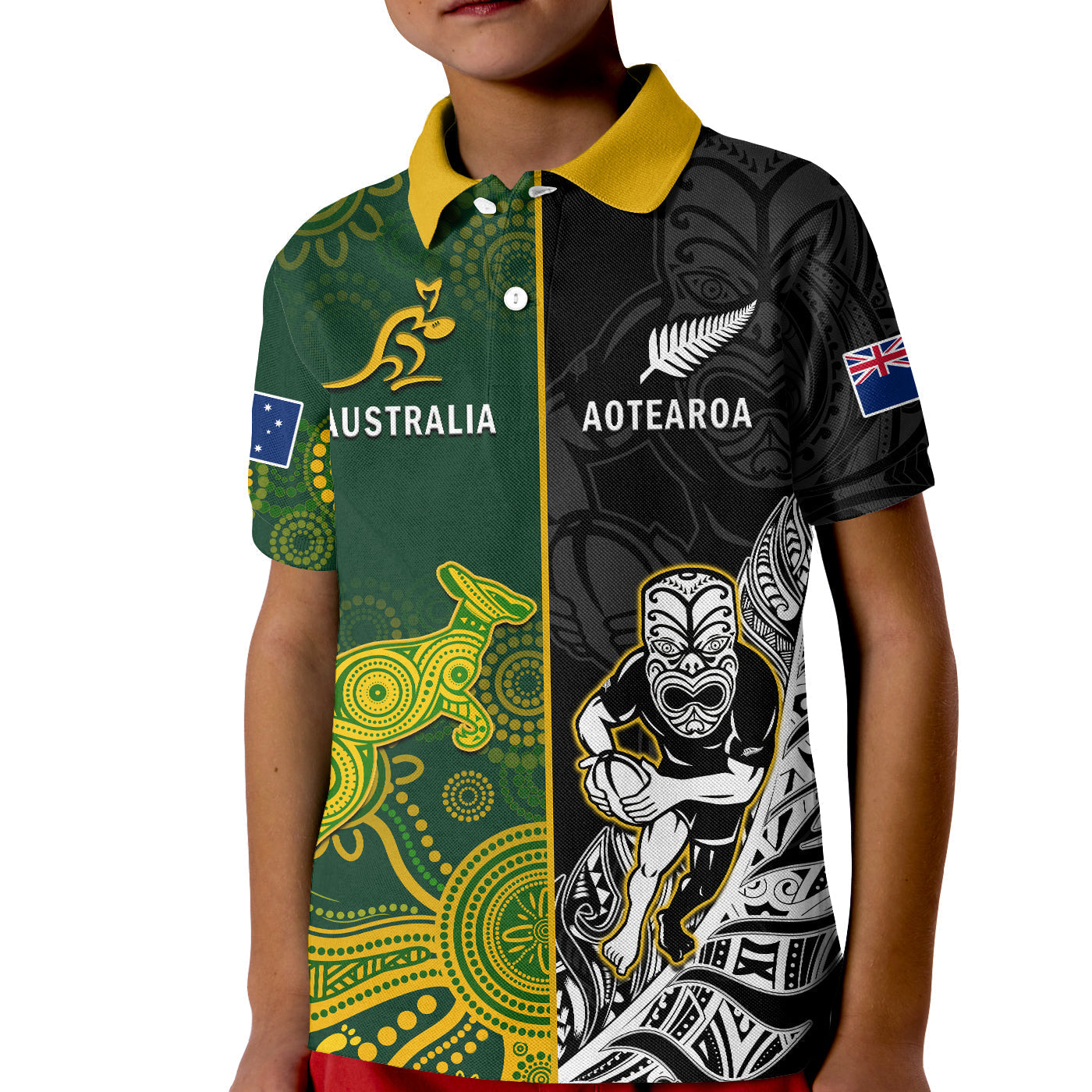 Australia Rugby Mix Aotearoa Rugby Polo Shirt Wallabies All Black Special Version LT14