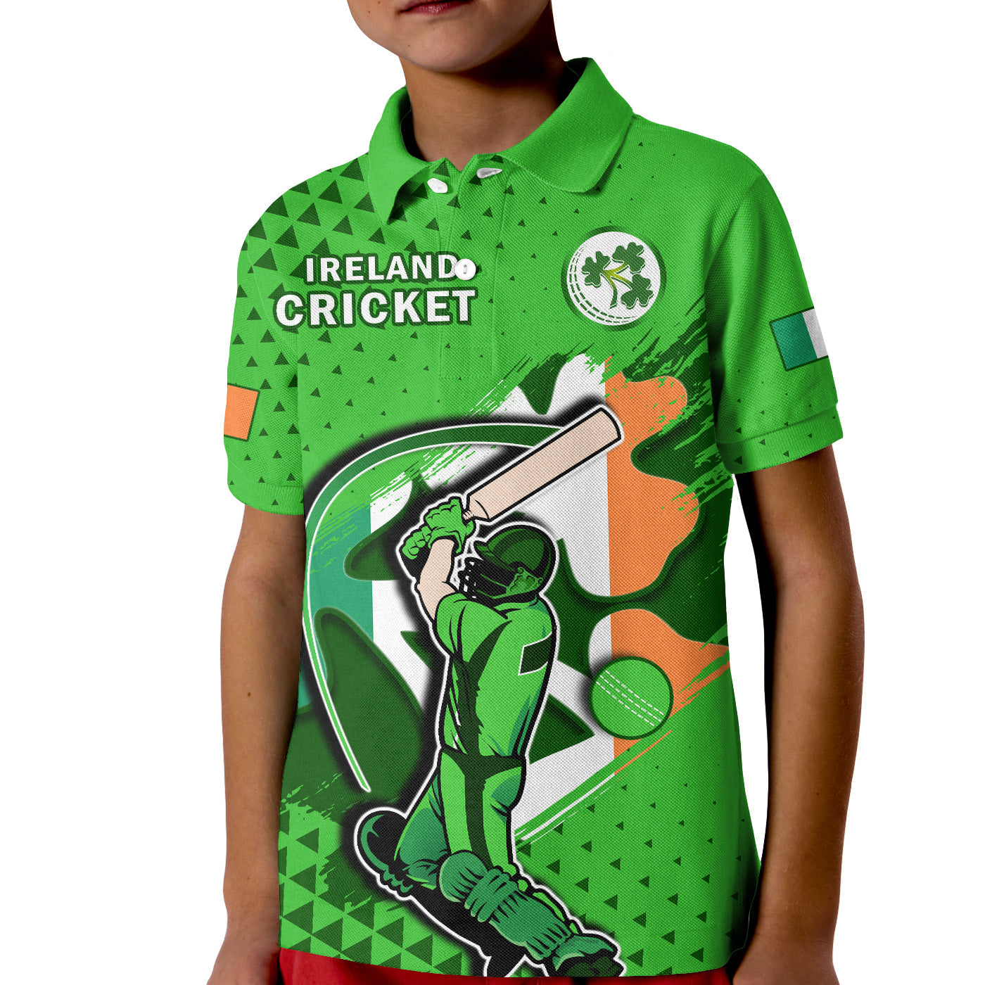 (Custom Text And Number) Ireland Cricket Polo Shirt Irish Flag Shamrock Sporty Style LT14