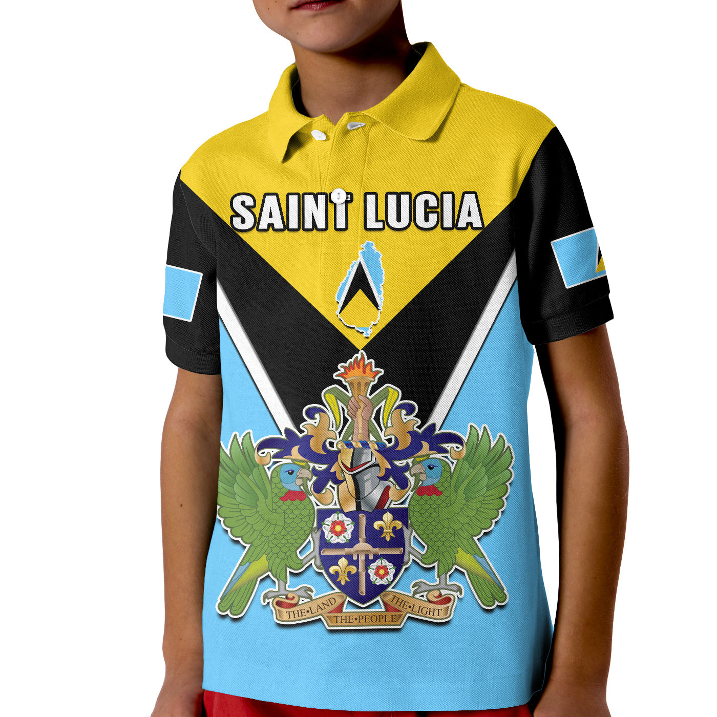 Saint Lucia Polo Shirt Happy 44 Years Of Independence LT14