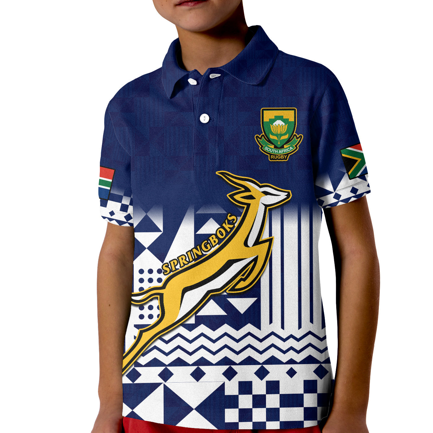 (Custom Text And Number) South Africa Rugby Polo Shirt Outgoing Tour Go Springboks LT14