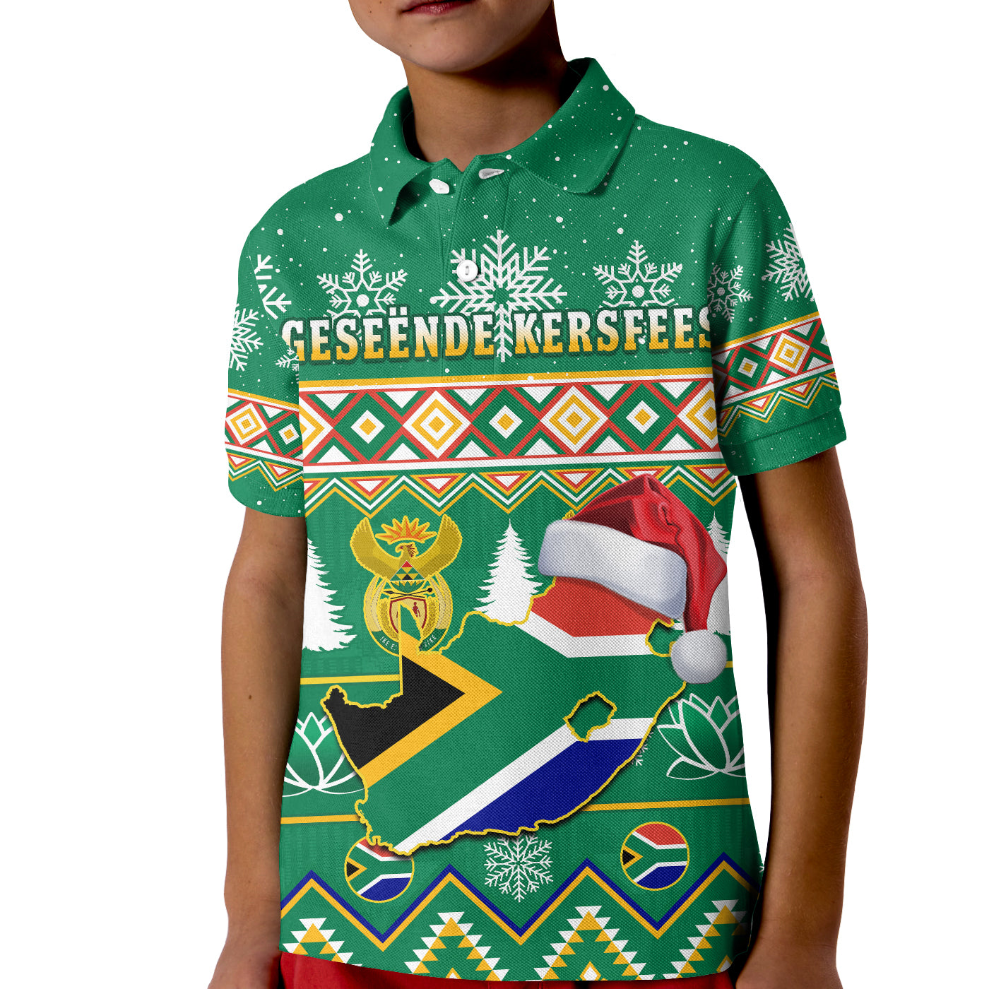 South Africa Polo Shirt Christmas King Protea Geseende Kersfees LT14