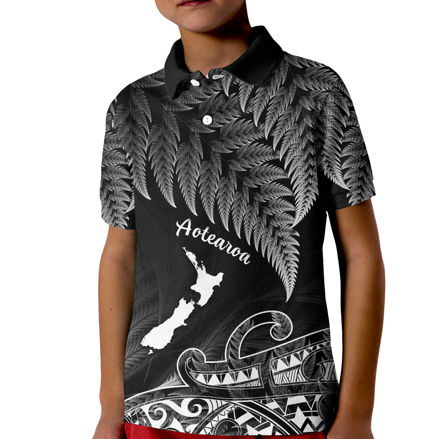 Custom New Zealand Silver Fern Polo Shirt Aotearoa Map Maori LT14