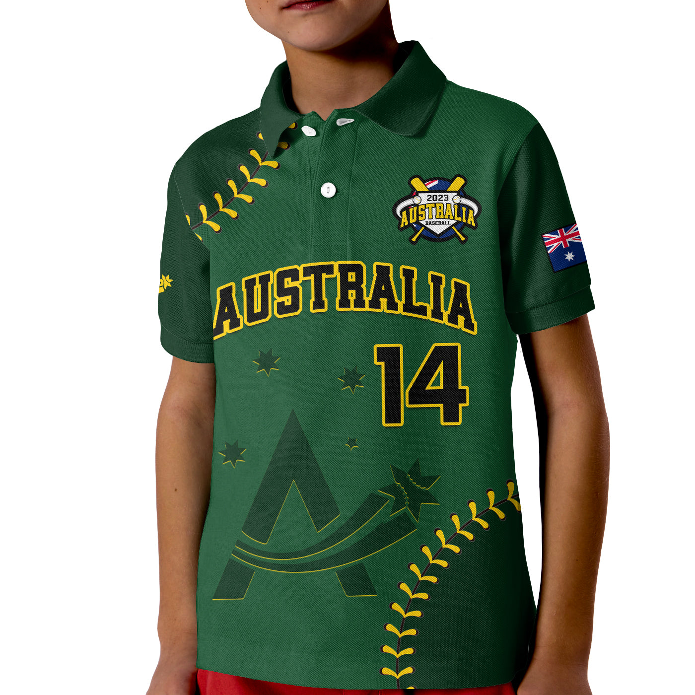 (Custom Text And Number) Australia Baseball Polo Shirt 2023 Go Aussie LT14