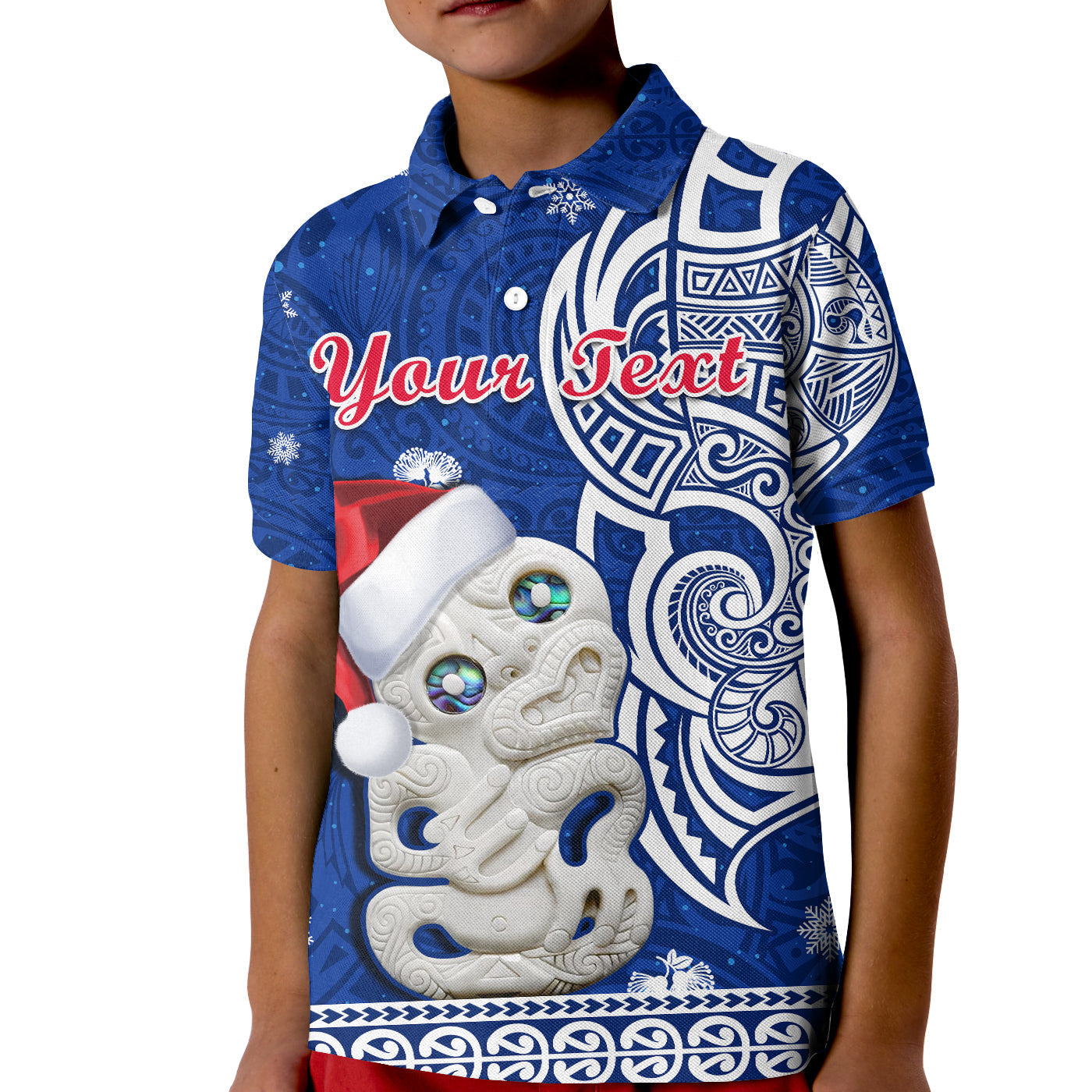 Custom New Zealand Polo Shirt Christmas Hei Tiki Blue Pohutukawa Meri Kirihimete LT14