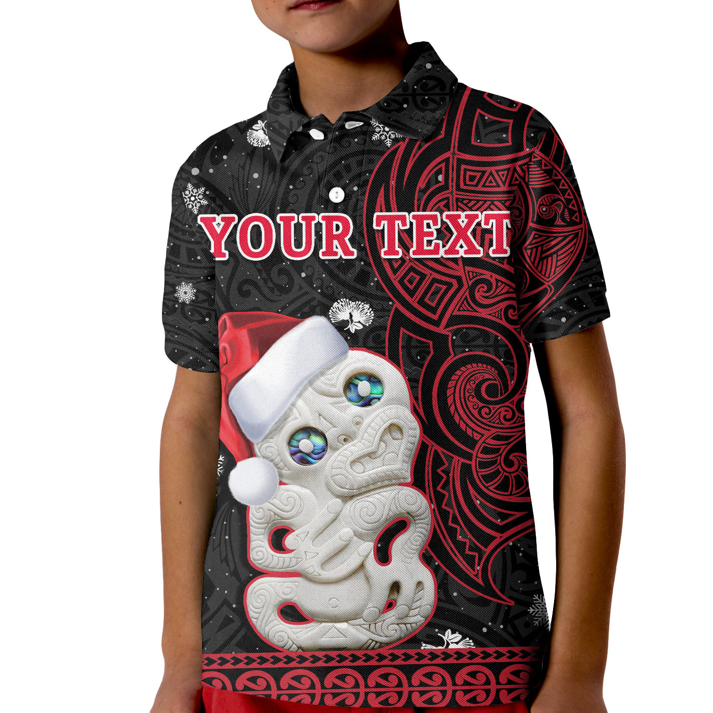Custom New Zealand Polo Shirt Christmas Hei Tiki Red Pohutukawa Meri Kirihimete LT14