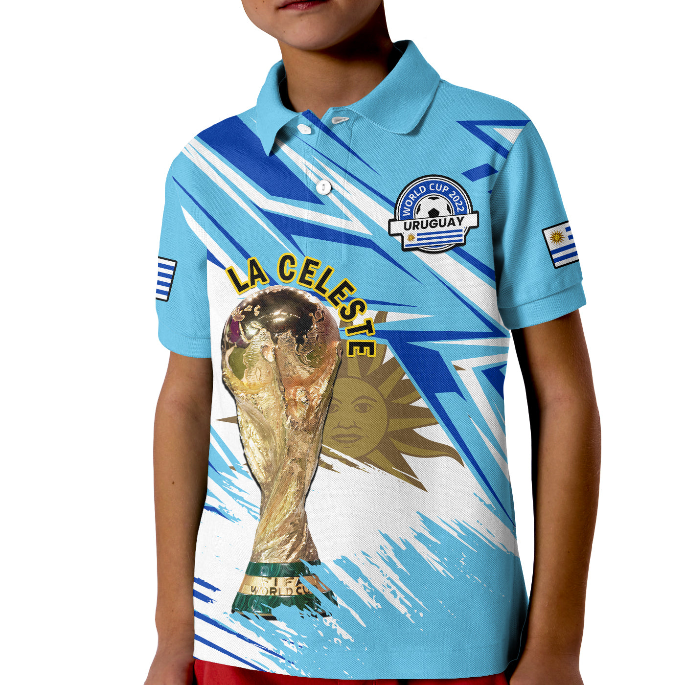 (Custom Text And Number) Uruguay Football Polo Shirt La Celeste WC 2022 Sporty Style LT14
