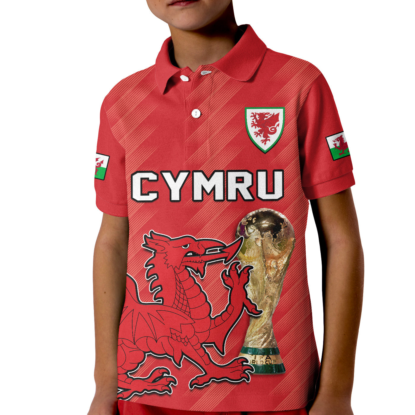 (Custom Text And Number) Wales Football Polo Shirt Cymru Champions Football 2022 LT14