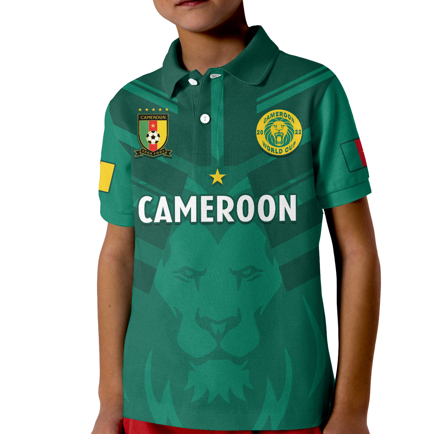 (Custom Text And Number) Cameroon Football Polo Shirt Les Lions Indomptables Green Football 2022 LT14
