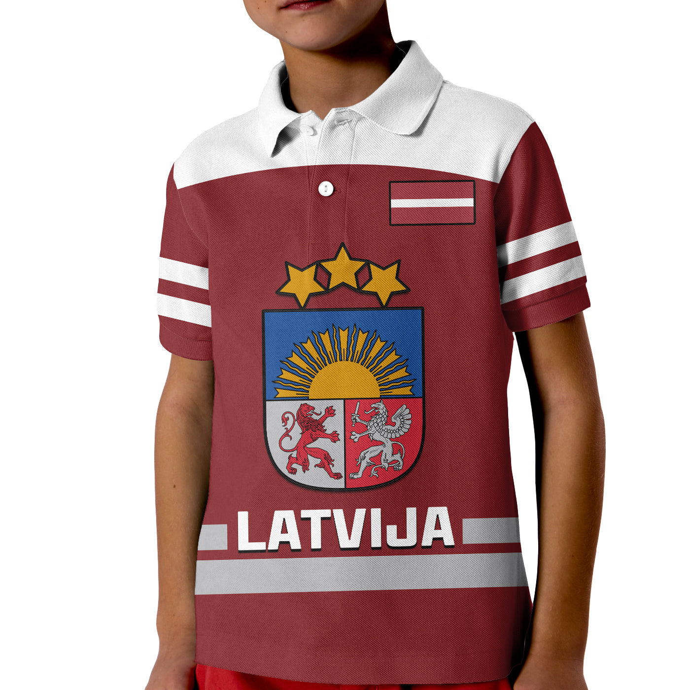 (Custom Text And Number) Latvia Hockey Polo Shirt 2023 Red Sporty Style LT14