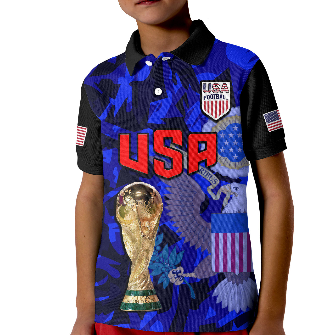 (Custom Text And Number) USA Football Polo Shirt The Yanks Champions WC 2022 LT14