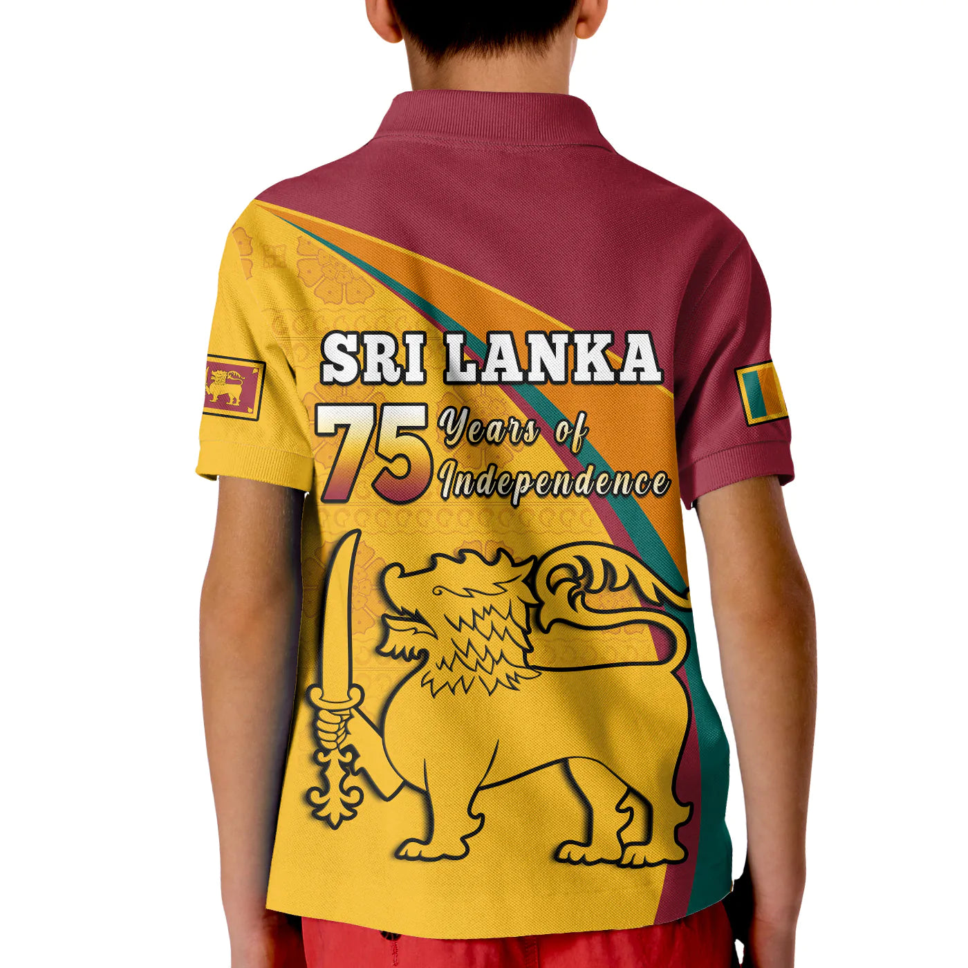 Sri Lanka Polo Shirt Sri Lankan Pattern Happy 75 Years Of Independence LT14
