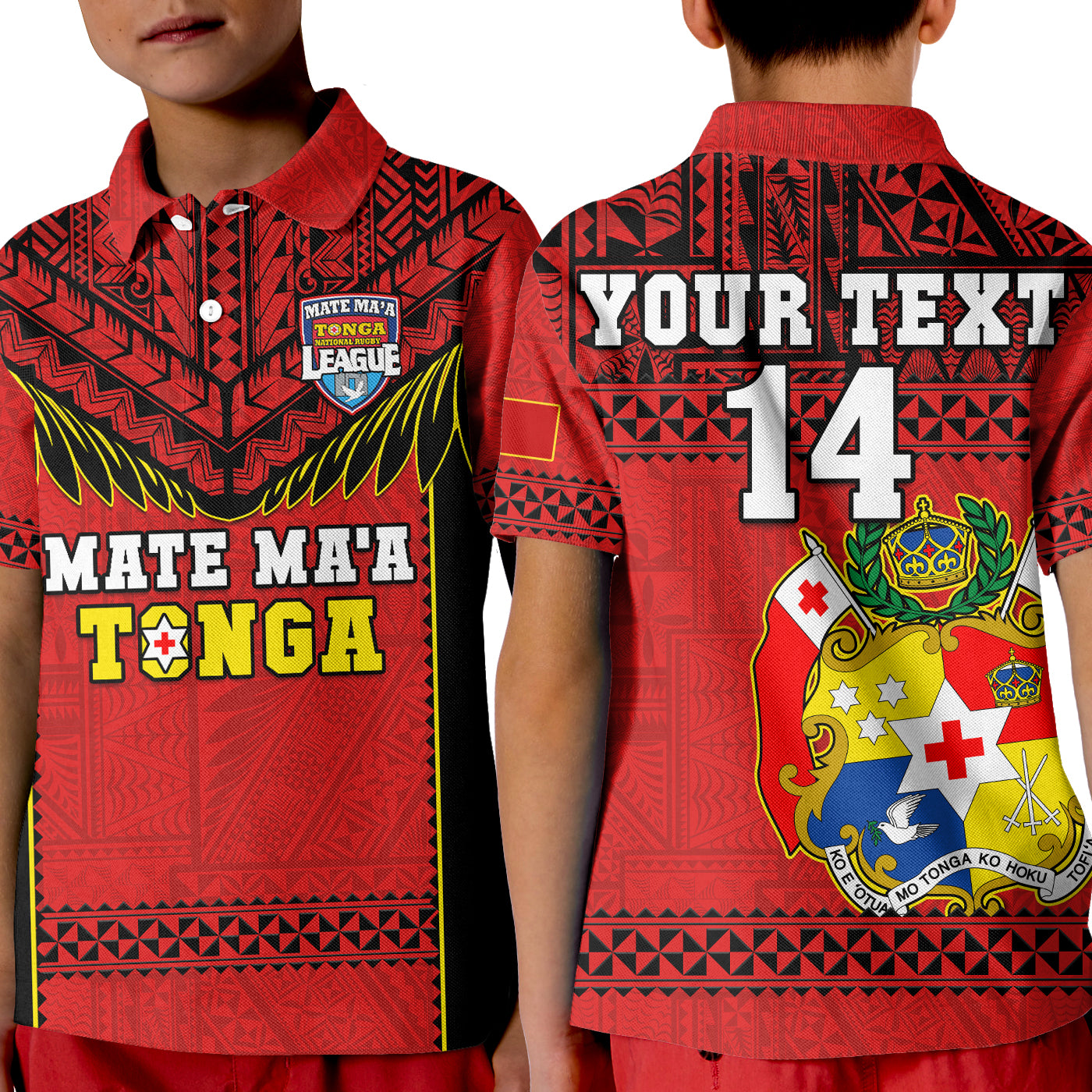 Custom Text And Number Tonga Rugby Polo Shirt Mate Maa Tonga Pacific Ngatu Black LT14