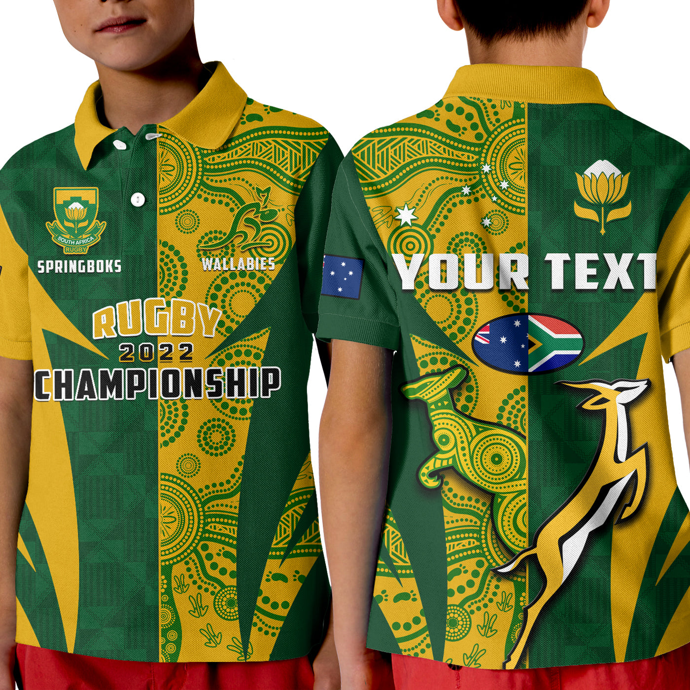 Custom Australia Rugby and South Africa Rugby Polo Shirt Wallabies Mix Springboks Sporty LT14
