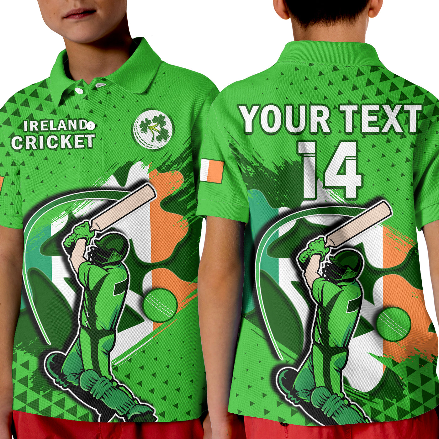 (Custom Text And Number) Ireland Cricket Polo Shirt Irish Flag Shamrock Sporty Style LT14