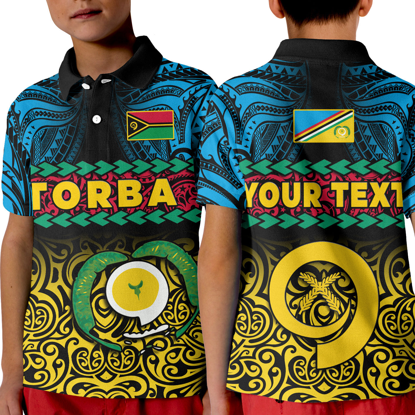 Custom Torba Province Polo Shirt Vanuatu Pig Tusk Polynesian Flag Style LT14