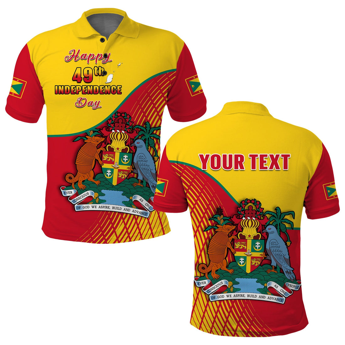 Custom Grenada Polo Shirt Coat Of Arms Happy 49th Independence Day LT14