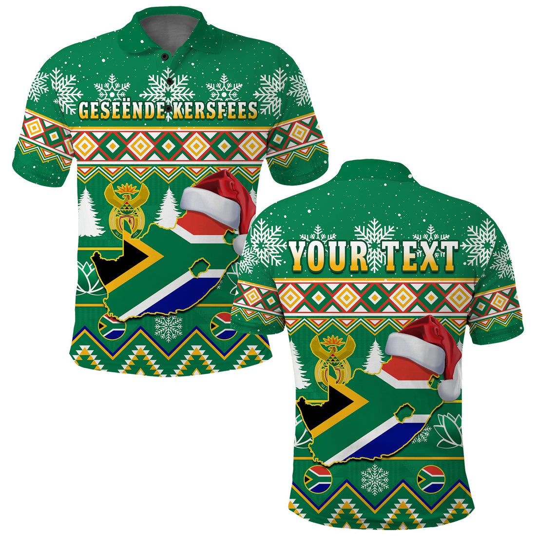 Custom South Africa Polo Shirt Christmas King Protea Geseende Kersfees LT14