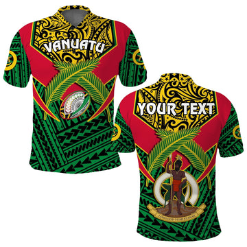 Custom Vanuatu Rugby Polo Shirt Coat Of Arms Polynesian Pattern LT14
